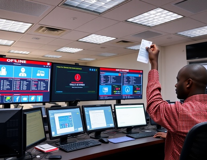 Before — Terminal down with no alert: the problem surfaces once people are already waiting.
